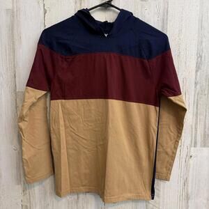 PLACE Boys Size 10/12 Colorblock Hooded Long Sleeve Shirt Lightweight